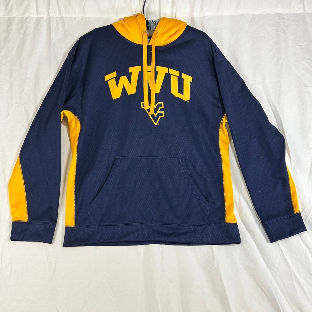 WVU Mountaineers Hoodie Section 101 Majestic Navy Gold‎ Men's Large
